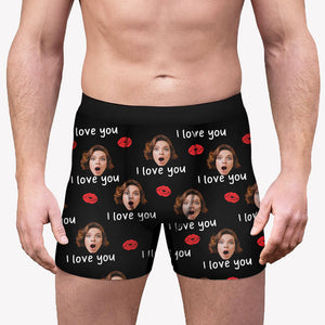 I Love You Pattern, Personalized Boxer, Funny Valentine Gift For Him, Custom Photo