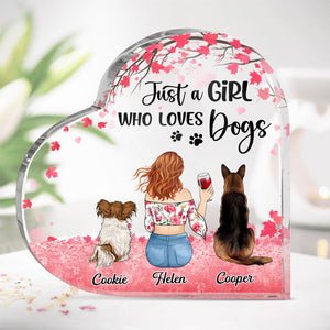 Just A Woman Loves Dogs, Personalized Heart Shaped Plaque, Gift For Dog Mom, Mother's Day Gifts