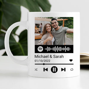 Custom Song, Personalized Accent Mug, Anniversary Gifts For Couple, Custom Photo