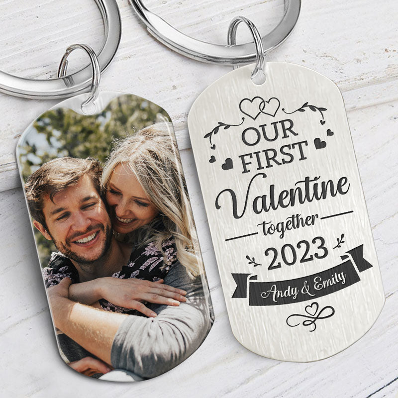 Our First Valentine Together, Personalized Keychain, Anniversary Gifts For Him, Custom Photo