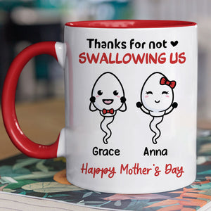 Thanks For Not Swallowing Us, Personalized Accent Mug, Mother's Day Gifts, Gift For Mom