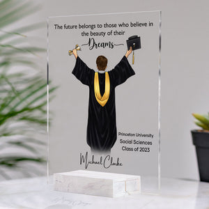 The Future Belongs To Those Who Believe, Personalized Acrylic Plaque, LED Light, Graduation Gifts