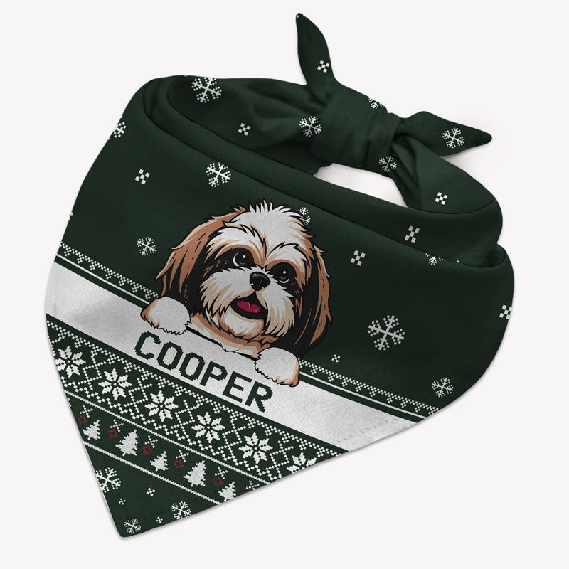 Christmas Pattern Dog Bandana, Personalized Bandana, Custom Gifts For Dog