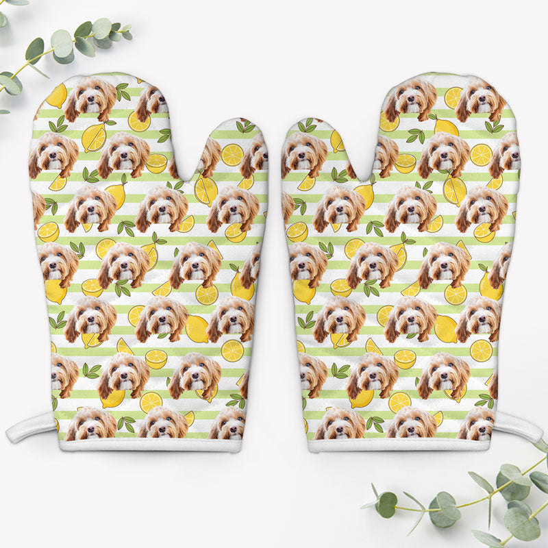 Peeking Dog Pattern Oven Mitts, Personalized Oven Mitt, Funny