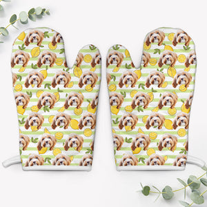Snack Pattern Oven Mitts, Personalized Oven Mitt, Gifts For Dog Lovers, Custom Photo