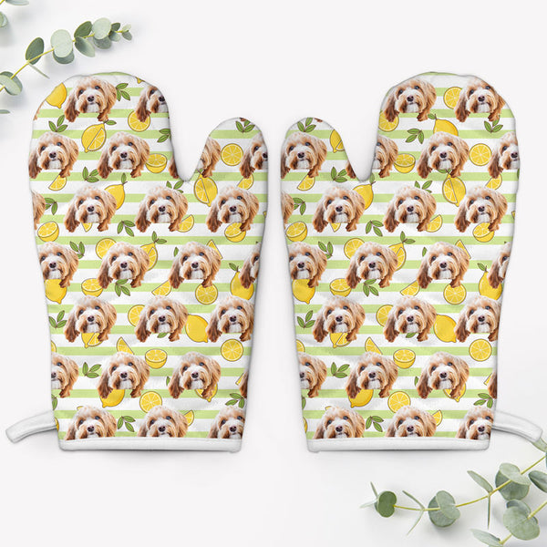 Snack Pattern Oven Mitts, Personalized Oven Mitt, Gifts For Dog