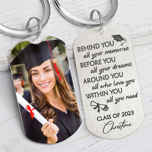 Behind You All Your Memories, Personalized Keychain, Graduation Gifts, Custom Photo