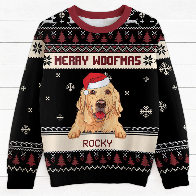 Merry Woofmas Dog, Personalized All-Over-Print Sweatshirt, Christmas Gift For Dog Lovers
