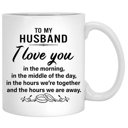 To my husband I Love You the hours we are away, Beach Dock, Customized mug, Anniversary gifts, Personalized love gift for him
