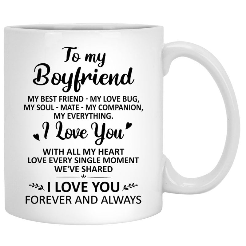 To my boyfriend My best friend My love bug City night Customized mug, Anniversary gift, Personalized love gift for him