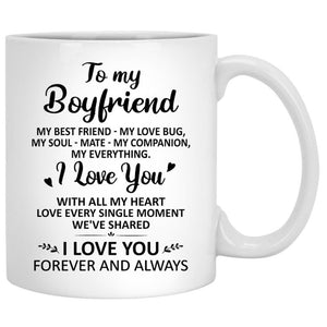 To my boyfriend My best friend My love bug City night Customized mug, Anniversary gift, Personalized love gift for him