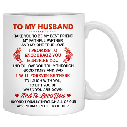 To my husband Promise Encourage Inspire Palm Beach, Customized mug, Anniversary gifts, Personalized gift for him