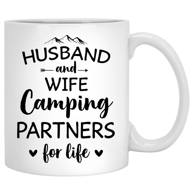 Husband and Wife Camping Partners for Life, Customized Camping Couple mug, Anniversary gifts, Personalized gifts