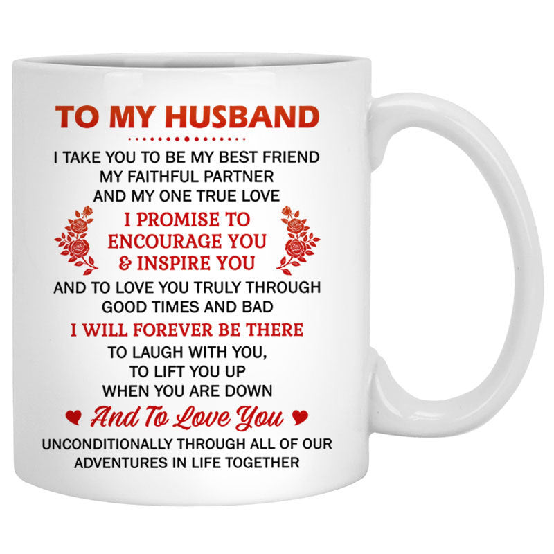 To my husband Promise Encourage Inspire Camping, Customized mug, Anniversary gifts, Personalized gifts for him