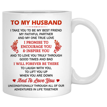 To my husband Promise Encourage Inspire Camping, Customized mug, Anniversary gifts, Personalized gifts for him