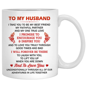 To my husband Promise Encourage Inspire Camping, Customized mug, Anniversary gifts, Personalized gifts for him