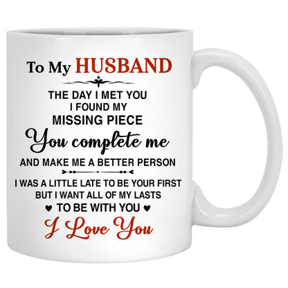 To my husband Missing piece I love you Spring field, Customized mug, Anniversary gifts, Personalized love gift for him