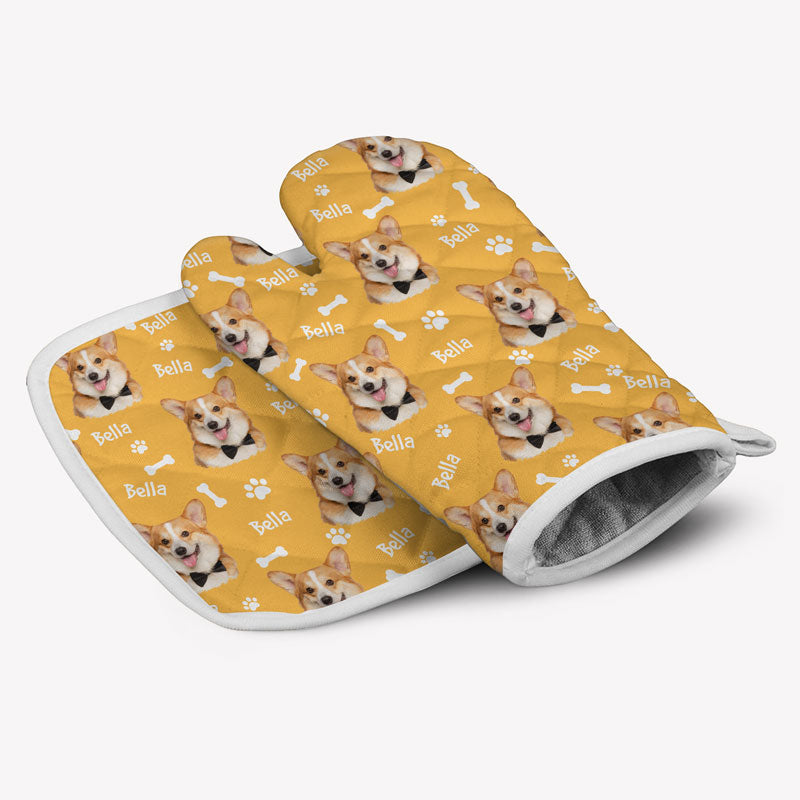 Dog Pattern Oven Mitt, Personalized Oven Mitt, Gifts For Dog