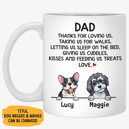 Personalized Mugs For Dog Lovers, Thanks for loving me, Gift For Dog Dad Dog Mom