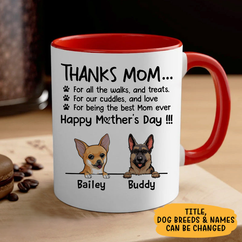 Personalized Mugs For Dog Lovers, Thanks For All The Walks And Treats, Father's Day Gift For Dog Dads