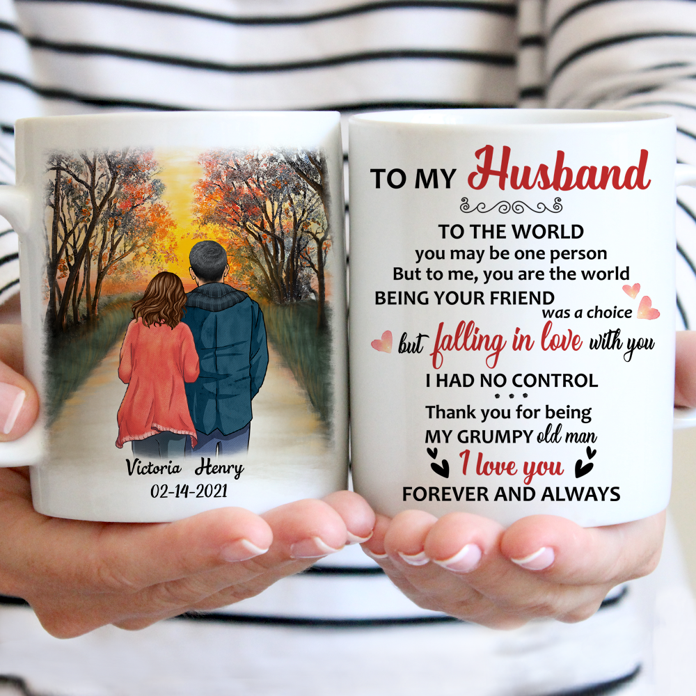 To My Husband To The World You Are One Person, Sunset, Anniversary gifts, Personalized Mugs, Valentine's Day gift