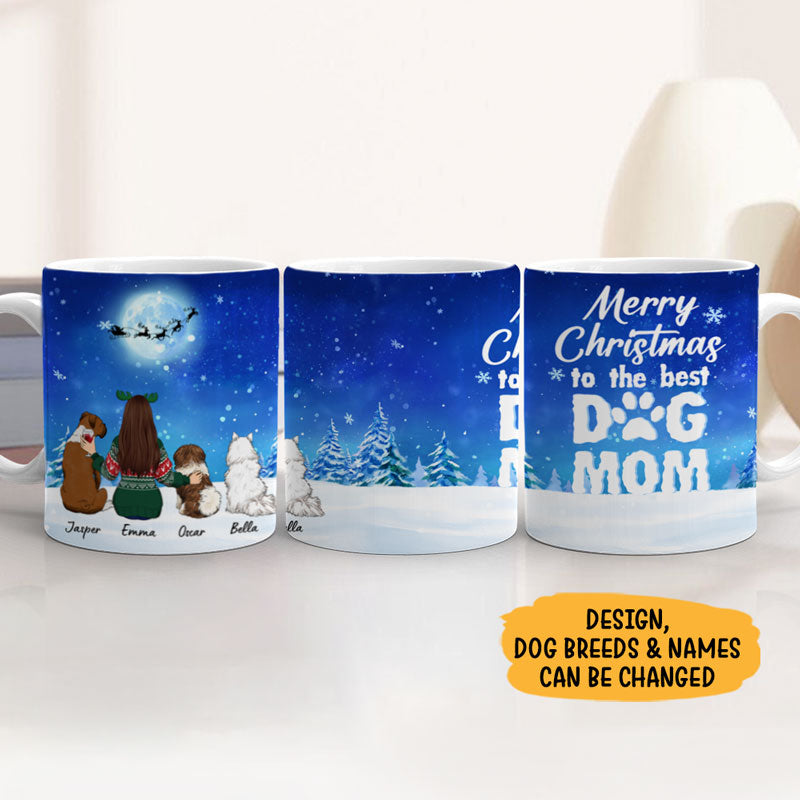 Merry Christmas To The Best Dog Mom, Personalized Mug, Christmas Gifts For Dog Lovers