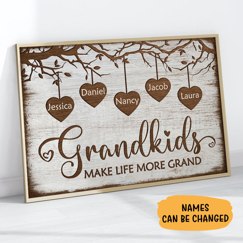 Grandkids Make Life More Grand, Personalized Poster, Gift For Grandparents, Mother's Day Gifts