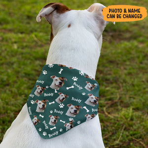 Dog Face Pattern Bandana, Personalized Bandana, Custom Dog Lovers Gifts, Custom Photo