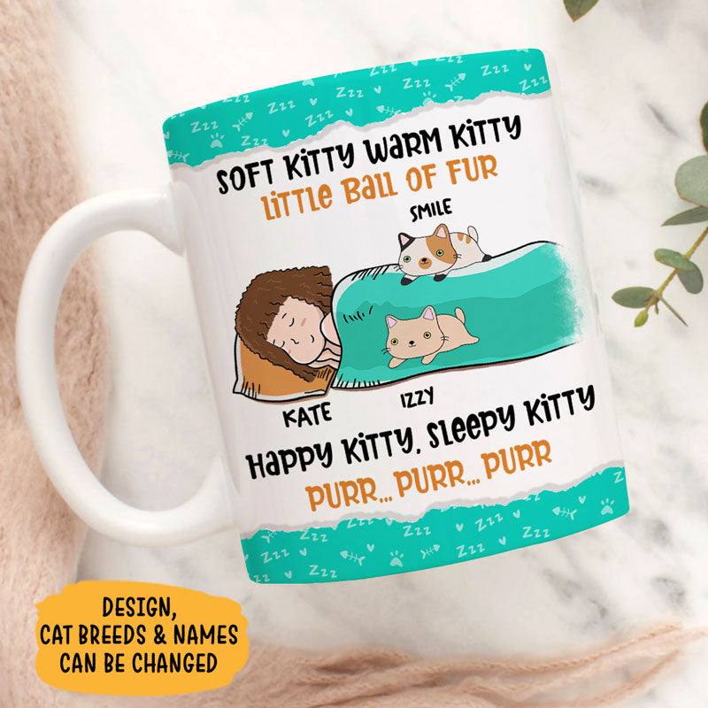 Soft Kitty Warm Kitty, Personalized Mug, Custom Gift For Cat Lovers