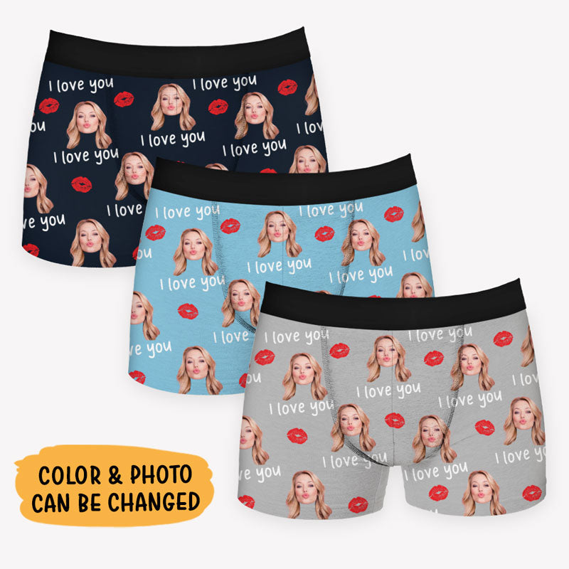 Custom Boxers Pattern I Love You Pattern, Personalized Boxer, Funny Valentine Gift For Him ...