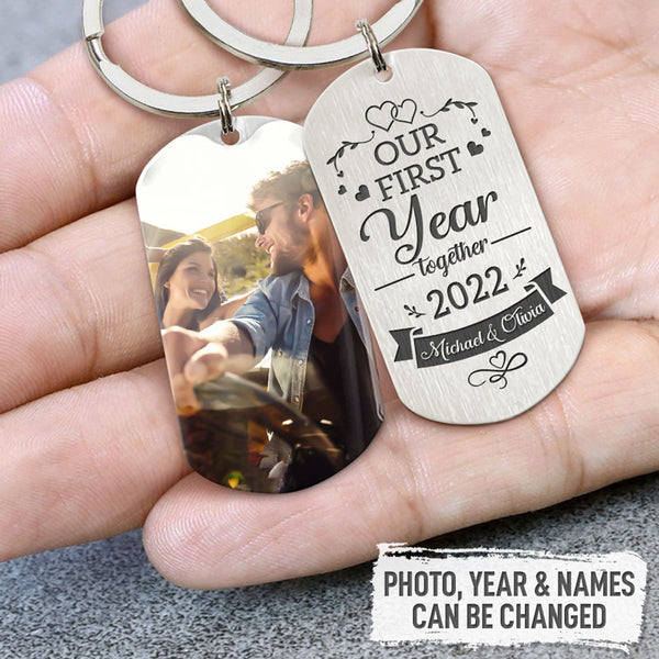 Custom Photo Keychain, Gift for Him - Distance Has Nothing on US, Personalized Anniversary Gift, PersonalFury, with Gift Box / Pack 5