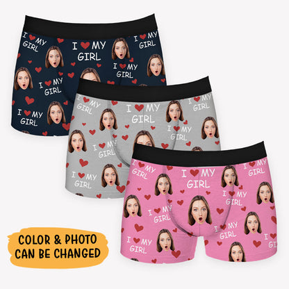 I Love My Wife, Personalized Boxer, Funny Gift For Him, Custom Photo