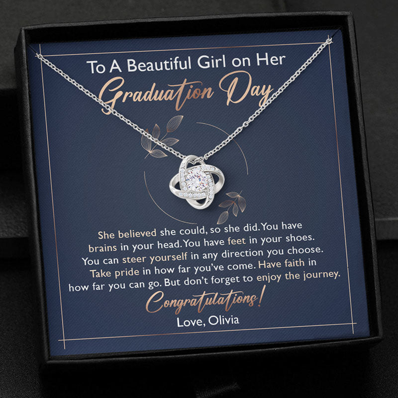 A Beautiful Girl On Her Graduation Day, Luxury Necklace, Custom Message Card Jewelry