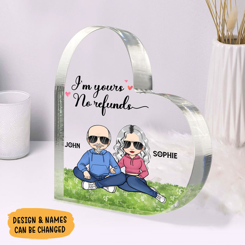I'm Yours No Refunds, Personalized Keepsake, Heart Shape Plaque, Anniversary Gifts