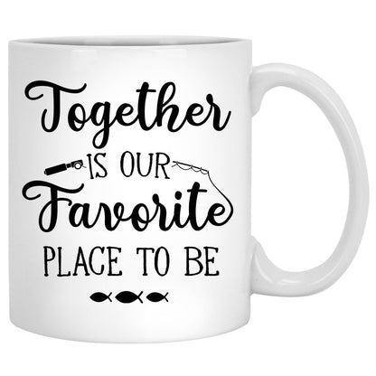 Together Is Our Favorite Place To Be Customized Fishing Couple Mug, Anniversary gift, Personalized gifts