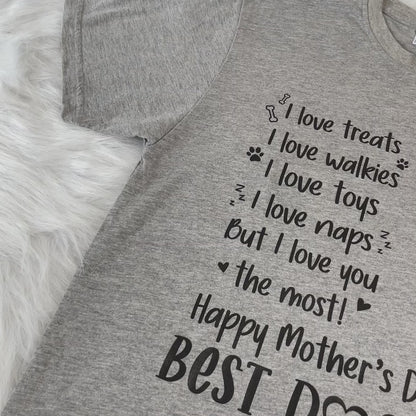 Personalized Mother's Day Dog Mom Shirt, "I Love Treats I Love Walkies", Custom Photo & Graphics