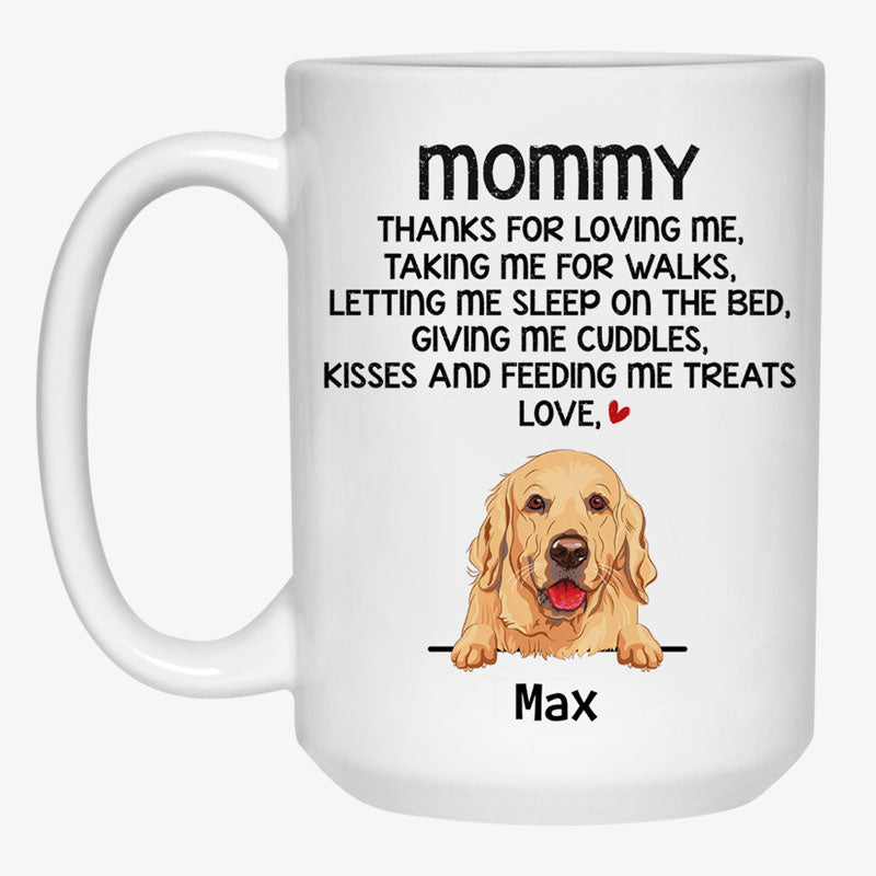 Personalized Mugs For Dog Lovers, Thanks for loving me, Gift For Dog Dad Dog Mom