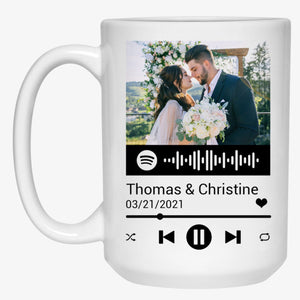 Custom Song, Personalized Accent Mug, Anniversary Gifts For Couple, Custom Photo