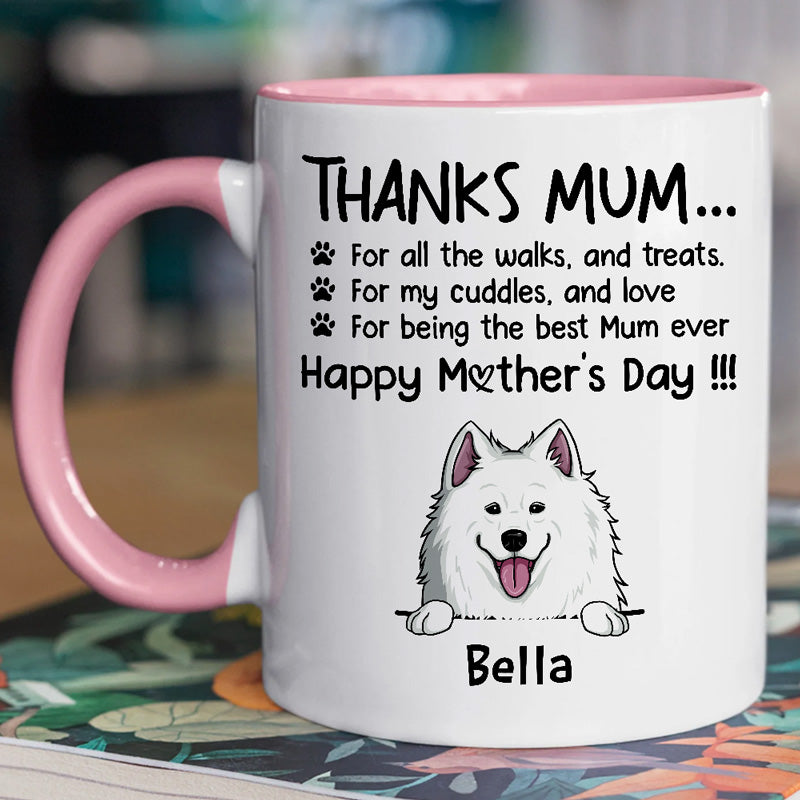 Personalized Mugs For Dog Lovers, Thanks For All The Walks And Treats, Father's Day Gift For Dog Dads