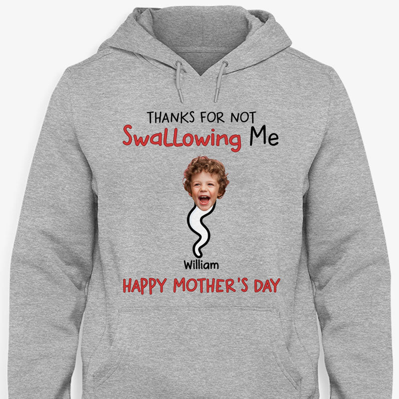 Mother's Day Gift 2023, Gift for Mom - Thanks for Not Swallowing US, Custom Photo Shirt, PersonalFury, Basic Tee / White / 3XL