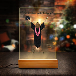 The Tassel Was Worth The Hassle, Personalized Acrylic Plaque, LED Light, Graduation Gifts