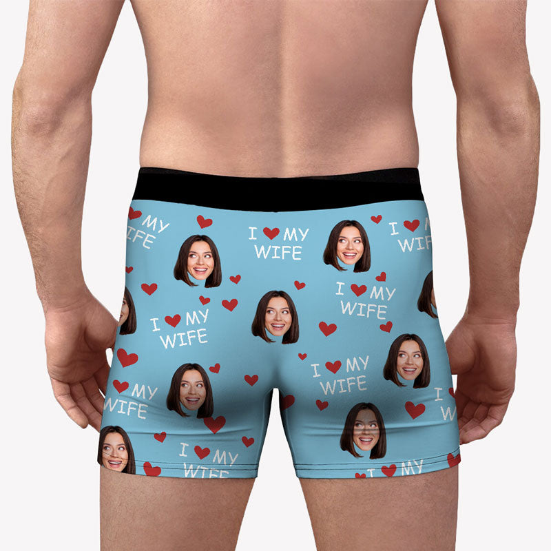 I Love My Wife, Personalized Boxer, Funny Gift For Him, Custom Photo -  PersonalFury