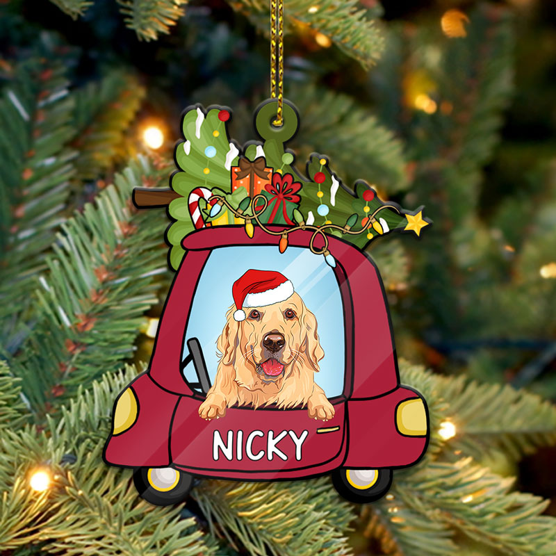 Christmas Dog Car, Personalized Shape Ornament, Gift for Dog Lovers -  PersonalFury