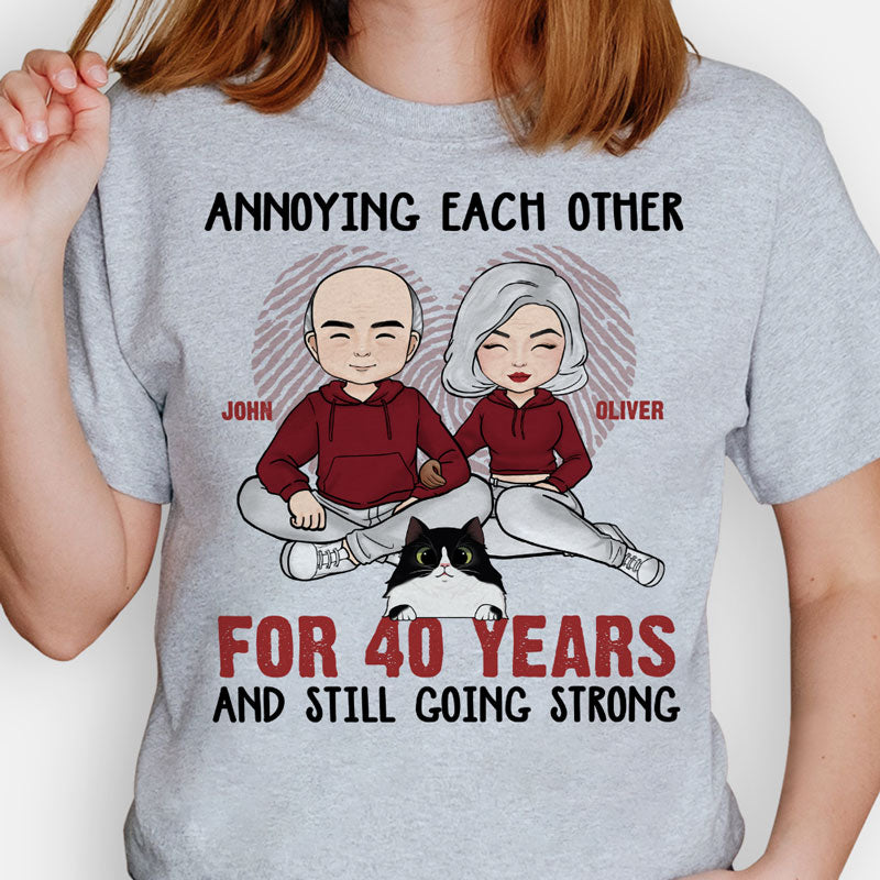 Annoying Each Other Cat Dog, Personalized Shirt, Anniversary Gift For Couple, Custom Gifts For Pet Lover