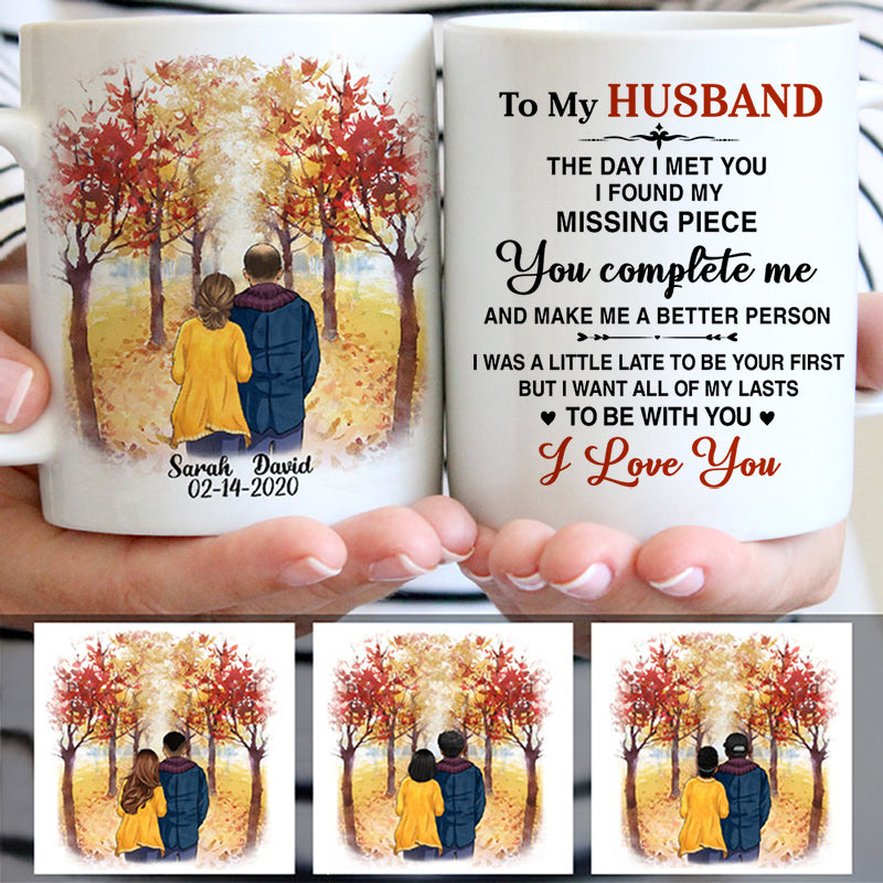 To my husband I found my missing piece, Fall mugs, Anniversary gifts, Personalized gifts for him