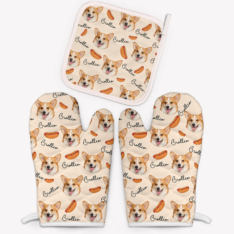 Face Portrait Cake Pattern, Personalized Oven Mitts, Funny Gifts, Custom Photo