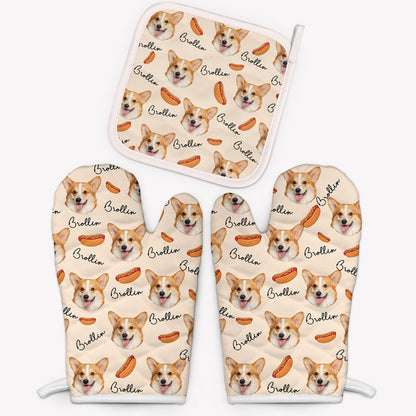 Face Portrait Cake Pattern, Personalized Oven Mitts, Funny Gifts, Custom Photo