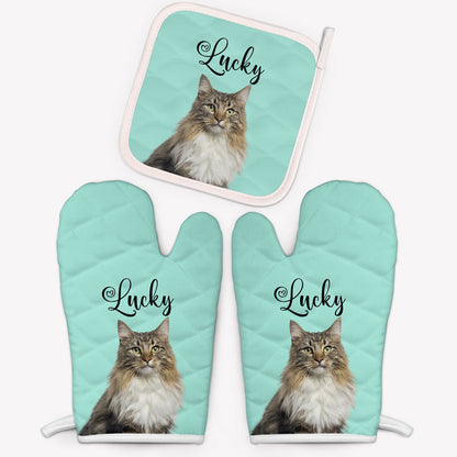 Custom Photo And Name Oven Mitt, Personalized Oven Mitt, Gifts For Pet Lovers, Funny Gifts