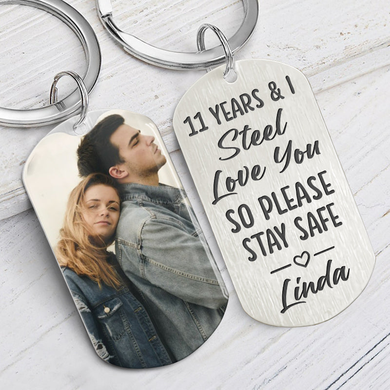 Steel Love You, Personalized Keychain, Anniversary Gifts For Him, Custom Photo