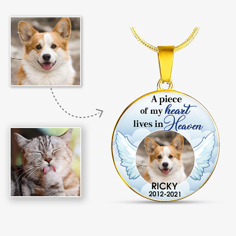 A Piece of My Heart, Pet Memorial, Custom Photo, Luxury Circle Necklace